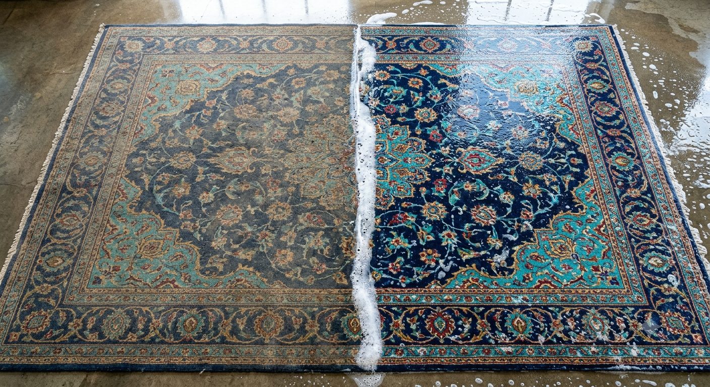 Halı yıkama öncesi ve sonrası